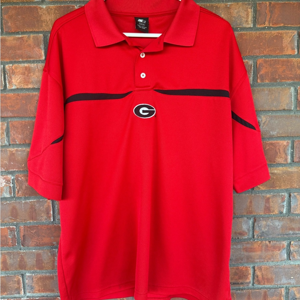 Y2K Starter Georgia Bulldogs Men’s Red Polo Shirt Size Large